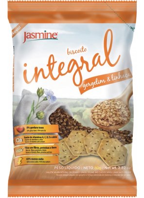 BISCOITO INT_gergelim e linhaca.png - Biscoito Integral Gergelim & Linhaça0% Gorduras Trans;43% Menos Sódio;Rico em fibras, Proteínas e Ferro;Fonte de vitaminas A, C, D, E e Cálcio ;Ingredientes: Farinha de trigo integral, farinha de trigo fortificada com ferro e ácido fólico, óleos vegetais (milho e palma), melado de cana, gergelim, amido de milho, linhaça, extrato de malte, sal, vitaminas (C, E, A e D), agentes de crescimento (fosfato monocálcico, bicarbonato de sódio, bicarbonato de amônio) e estabilizante natural lecitina de soja. CONTÉM GLÚTEN.Disponível na versão: 80g. 